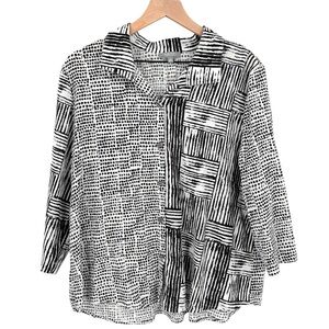 Habitat‎ Geometric Artsy Black and White Button Down Large